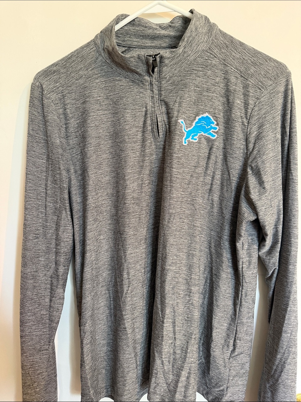 Women’s Detroit Lions Gray Quarter-Zip Pullover with Blue Logo